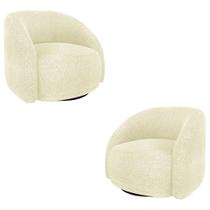 Kit 2 Poltronas Decorativas Jenny Base Giratória em Metal Preto Bouclê Off White G45 - Gran Belo Kit 2 Poltronas Decorativas Jenny Base Giratória em Metal Preto Bouclê Off White G45 - Gran Belo