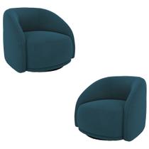 Kit 2 Poltronas Decorativas Jenny Base Giratória em Metal Preto Veludo Azul Marinho G45 - Gran Belo Kit 2 Poltronas Decorativas Jenny Base Giratória em Metal Preto Veludo Azul Marinho G45 - Gran Belo