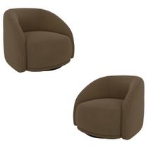 Kit 2 Poltronas Decorativas Jenny Base Giratória em Metal Preto Veludo Marrom G45 - Gran Belo Kit 2 Poltronas Decorativas Jenny Base Giratória em Metal Preto Veludo Marrom G45 - Gran Belo