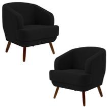 Kit 2 Poltronas Decorativas Jericó Pés de Madeira Veludo Preto G15 - Gran Belo Kit 2 Poltronas Decorativas Jericó Pés de Madeira Veludo Preto G15 - Gran Belo