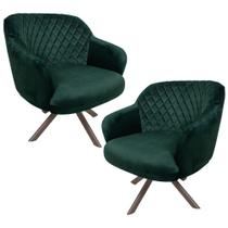 Kit 2 Poltronas Decorativas Kitana Pés Champagne Giratório Veludo Verde G15 - Gran Belo Kit 2 Poltronas Decorativas Kitana Pés Champagne Giratório Veludo Verde G15 - Gran Belo