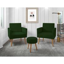 Kit 2 Poltronas Decorativas Larah E Puff Verde Kit 2 Poltronas Decorativas Larah E Puff Verde