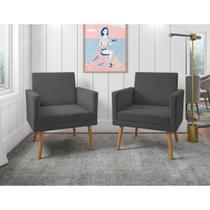 Kit 2 Poltronas Decorativas Larah Suede Cinza Kit 2 Poltronas Decorativas Larah Suede Cinza