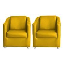 Kit 2 Poltronas Decorativas Lucy Sintetico Amarelo Kit 2 Poltronas Decorativas Lucy Sintetico Amarelo