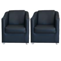 Kit 2 Poltronas Decorativas Lucy Sintetico Preto