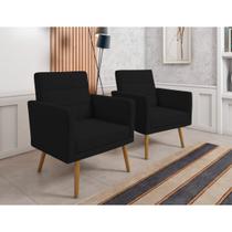 Kit 2 Poltronas Decorativas Lux Suede Preto