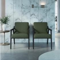 Kit 2 Poltronas Decorativas Madeira Maciça Jequitibá Tecido Algodão Flávia Kit 2 Poltronas Decorativas Madeira Maciça Jequitibá Tecido Algodão Flávia