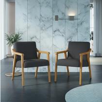 Kit 2 Poltronas Decorativas Madeira Maciça Jequitibá Tecido Algodão Flávia Kit 2 Poltronas Decorativas Madeira Maciça Jequitibá Tecido Algodão Flávia