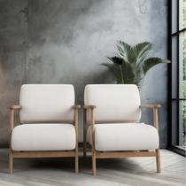 Kit 2 Poltronas Decorativas Madeira Maciça Jequitibá Tecido Algodão Toscana Kit 2 Poltronas Decorativas Madeira Maciça Jequitibá Tecido Algodão Toscana