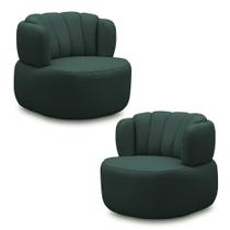 Kit 2 Poltronas Decorativas Mariele Sala de Estar Base Giratória em Aço material sintético Musgo G88 - Gran Belo Kit 2 Poltronas Decorativas Mariele Sala de Estar Base Giratória em Aço material sintético Musgo G88 - Gran Belo
