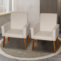 Kit 2 Poltronas Decorativas Mel Material Sintético Bege Dal Poz Estofados
