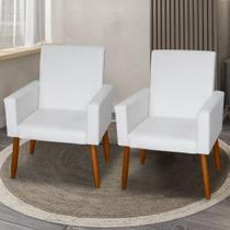 Kit 2 Poltronas Decorativas Mel Material Sintético Branco SKY MOBILE