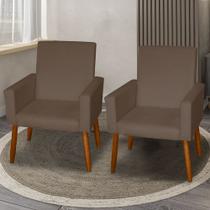 Kit 2 Poltronas Decorativas Mel Material Sintético Marrom SKY MOBILE