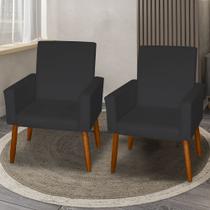Kit 2 Poltronas Decorativas Mel Material Sintético Preto Dal Poz Estofados Kit 2 Poltronas Decorativas Mel Material Sintético Preto Dal Poz Estofados