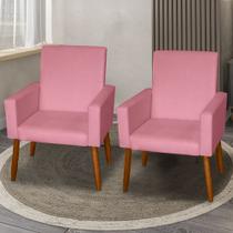 Kit 2 Poltronas Decorativas Mel Suede Rosa SKY MOBILE