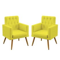 Kit 2 Poltronas Decorativas Nina Com Rodapé E Botões Capitonê Suede Amarelo Aradecor Kit 2 Poltronas Decorativas Nina Com Rodapé E Botões Capitonê Suede Amarelo Aradecor