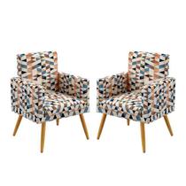 Kit 2 Poltronas Decorativas Nina Com Rodapé Sued Estampado Laranja Aradecor Kit 2 Poltronas Decorativas Nina Com Rodapé Sued Estampado Laranja Aradecor