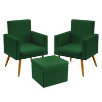 Kit 2 Poltronas Decorativas Nina Com Rodapé Sued Verde Aradecor Kit 2 Poltronas Decorativas Nina Com Rodapé Sued Verde Aradecor