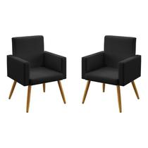 Kit 2 Poltronas Decorativas Nina Para Sala de Estar Couro Preto Aradecor Kit 2 Poltronas Decorativas Nina Para Sala de Estar Couro Preto Aradecor