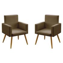 Kit 2 Poltronas Decorativas Nina Para Sala de Estar Sued Capuccino Aradecor Kit 2 Poltronas Decorativas Nina Para Sala de Estar Sued Capuccino Aradecor