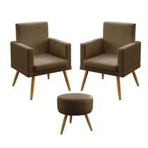 Kit 2 Poltronas Decorativas Nina Rodapé Com Puff Solar Para Sala de Estar Sued Capuccino Aradecor Kit 2 Poltronas Decorativas Nina Rodapé Com Puff Solar Para Sala de Estar Sued Capuccino Aradecor