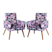 kit 2 Poltronas Decorativas Nina Sala De Estar Triangulo Rosa kit 2 Poltronas Decorativas Nina Sala De Estar Triangulo Rosa