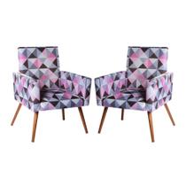 kit 2 Poltronas Decorativas Nina Sala De Estar Triangulo Rosa kit 2 Poltronas Decorativas Nina Sala De Estar Triangulo Rosa