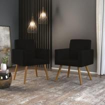 Kit 2 Poltronas Decorativas Nina Sala Escritório Suede Preto Balaqui Decor Kit 2 Poltronas Decorativas Nina Sala Escritório Suede Preto Balaqui Decor