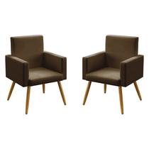 Kit 2 Poltronas Decorativas Nina Sued Marrom Aradecor Kit 2 Poltronas Decorativas Nina Sued Marrom Aradecor