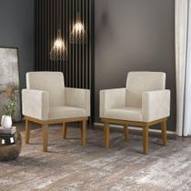 Kit 2 Poltronas Decorativas Nina Suede Bege Balaqui Decor