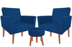 Kit 2 Poltronas Decorativas Nina Suede Puff Kit 2 Poltronas Decorativas Nina Suede Puff