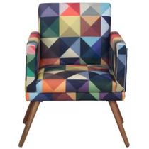 Kit 2 Poltronas Decorativas Nina Triângulos Colorido Rodapé Pé Madeira-Maitê Moda Casa Kit 2 Poltronas Decorativas Nina Triângulos Colorido Rodapé Pé Madeira-Maitê Moda Casa