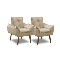 Kit 2 Poltronas Decorativas Opala Recepção Luxo Confortável