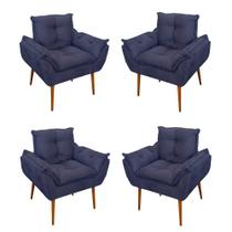 Kit 2 Poltronas Decorativas Opala Suede Azul Balaqui Decor Kit 2 Poltronas Decorativas Opala Suede Azul Balaqui Decor