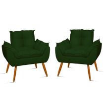 Kit 2 Poltronas Decorativas Opala Suede Verde Balaqui Decor Kit 2 Poltronas Decorativas Opala Suede Verde Balaqui Decor