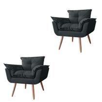 Kit 2 Poltronas Decorativas Opalla Platinum Decor Preto