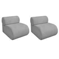 Kit 2 Poltronas Decorativas Orgânica Escritório Recepção Sala Virgínia Bouclé - Doce Sonho Móveis