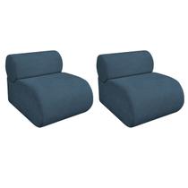 Kit 2 Poltronas Decorativas Orgânica Escritório Recepção Sala Virgínia Linho - Doce Sonho Móveis