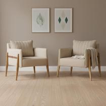 Kit 2 Poltronas Decorativas Orion em Madeira Maciça Bege