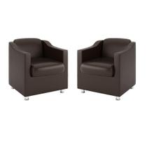 Kit 2 Poltronas Decorativas Para Recepção material sintético Marrom Kit 2 Poltronas Decorativas Para Recepção material sintético Marrom