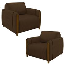 Kit 2 Poltronas Decorativas para Sala de Estar 98cm Amaranto M22 Veludo Marrom - Mpozenato Kit 2 Poltronas Decorativas para Sala de Estar 98cm Amaranto M22 Veludo Marrom - Mpozenato
