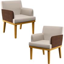 Kit 2 Poltronas Decorativas Para Sala De Estar Beatriz W01 Linho Cru Material Sintético Marrom - Lyam Decor Kit 2 Poltronas Decorativas Para Sala De Estar Beatriz W01 Linho Cru Material Sintético Marrom - Lyam Decor