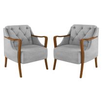 Kit 2 Poltronas Decorativas para Sala de Estar Capitonê Lapa M22 Veludo Cinza - Mpozenato Kit 2 Poltronas Decorativas para Sala de Estar Capitonê Lapa M22 Veludo Cinza - Mpozenato