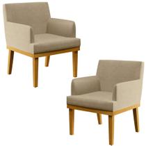 Kit 2 Poltronas Decorativas Para Sala de Estar e Recepção Beatriz W01 Linho Bege Escuro - Lyam Decor Kit 2 Poltronas Decorativas Para Sala de Estar e Recepção Beatriz W01 Linho Bege Escuro - Lyam Decor