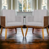 Kit 2 Poltronas Decorativas Para Sala Quarto Recepção Escritório Confortável Luxo Lis Tecido Sintético e Linho Kit 2 Poltronas Decorativas Para Sala Quarto Recepção Escritório Confortável Luxo Lis Tecido Sintético e Linho