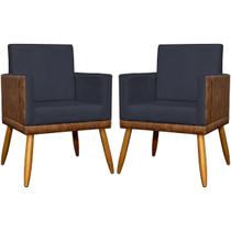 Kit 2 Poltronas Decorativas Para Sala Quarto Recepção Escritório Confortável Luxo Lis Tecido Sintético e Suede