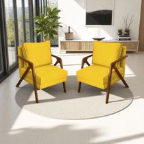 Kit 2 Poltronas Decorativas Para Sala Recepção Consultório Cadeira Reforçada Shine Madeira Maciça Tecido Suede Kit 2 Poltronas Decorativas Para Sala Recepção Consultório Cadeira Reforçada Shine Madeira Maciça Tecido Suede