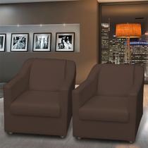 Kit 2 Poltronas Decorativas Para Sala Tecido Sintético Cores Pé De Plástico Kit 2 Poltronas Decorativas Para Sala Tecido Sintético Cores Pé De Plástico