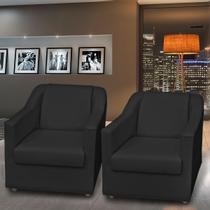 Kit 2 Poltronas Decorativas Para Sala Tecido Sintético Cores Pé De Plástico