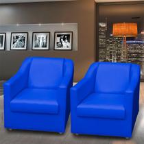 Kit 2 Poltronas Decorativas Para Sala Tecido Sintético Cores Pé De Plástico